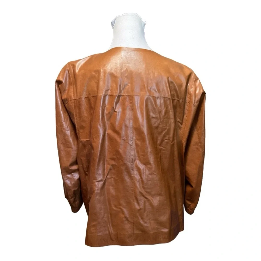 Lafayette 148 New York Brown Wylie Leather Jacket Size L NWT
